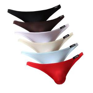 구단 LSAMDIR 남성 비키니 속옷 실크 로우 라이즈 브 벌지 파우치