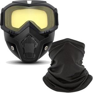 탈착식 풀페이스 마스크가 장착된 이뮤노 오토바이 고글, ATV 모토크로스 탈부착 안경 오프로드 에어소프트 페인트볼 사이클링 보호 김서림 방지 고글