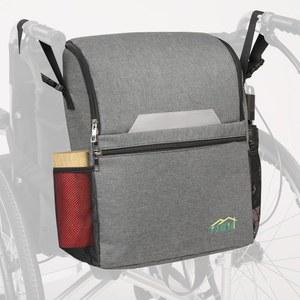 컵 홀더 및 반사 스트립이 있는 YJGH 휠체어 백팩, 등받이에 걸 수 전동 워커 롤레이터용 조절 가능한 스트랩 대형 보관 가방(그레이)