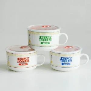 도자기 손잡이 포터리 라면기 시리얼볼 머그형 3color