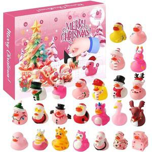 덕 어드벤트 캘린더 2025, 24일 크리스마스 카운트다운 고무 오리 세트, 즐거운 명절 선물, (세트 D)