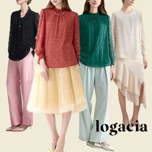 로가시아 플로럴 레이스 메탈 티블라우스 4종