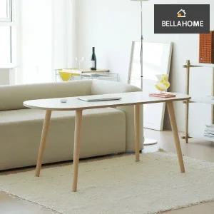 [벨라홈] 원목다리 높은 소파테이블(타원형) 1500x600(CN9915)