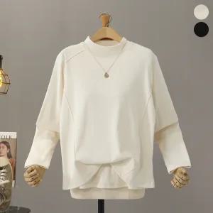 [모노시크] 더온드 기모 절개 반폴라 티셔츠(L,2XL)_MNTG445