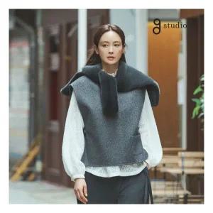 지스튜디오 아이보리, 블랙만89,900 25FW 레이스 니팅 블라우스 304464