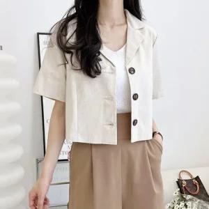 [아우트]여성 린넨반팔자켓 여름 자켓 반팔 재킷