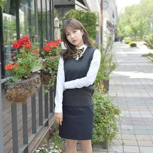 [셀러에이드]여자조끼 교복 여자니트조끼 차콜 몰 조끼 니트