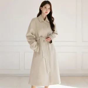 [시크라인] 세로니안 패딩안감 핸드메이드 울 코트 겨울 아우터 롱코트 루즈핏 울90 고퀄리티 오피스룩 하객룩