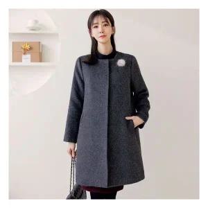 [드리다]엄마옷 여성 겨울 알파카 하프 누빔 고급 반코트 하객룩 50-60대 중년여성 마담 출근 모임 상견례