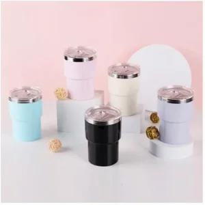 마카롱 텀블러 350ml 오토 스텐 머그 컵/보온/보냉/물컵/머그컵/무지/뚜껑있는/스텐레스/고급/손잡이/예쁜