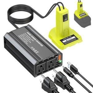 Ryobi 18V 배터리와 호환되는 TANHEYIN 300W 파워 인버터 - DC 18V에서 AC 110V 배터리 변환기, PD 65W 타입-C 고속 충전 및 콘센트 2개, USB-A 18W 최대 1개의 휴대용 발전소
