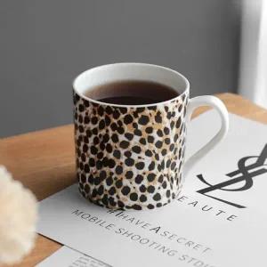 호피 머그컵 예쁜 레오파드 400ml 도자기 머그컵 홈카페 감성 커피잔 티잔