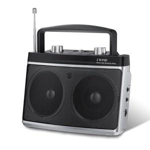 [미국배송] 최고의 수신 기능을 갖춘 오디오 크레이지 AM FM 라디오 블루투스 스테레오 사운드 스피커 휴대용 배터리 작동 또는 헤드폰 잭 AUX 주방용 대형 튜닝 노브 캠핑용 슬리버로 벽에 플러그인 가능