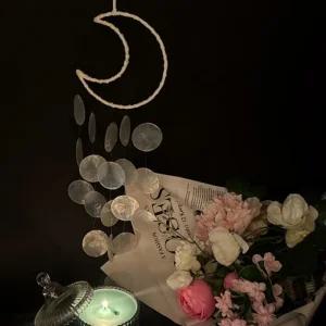 썬캐쳐 초승달 자개모빌 화이트