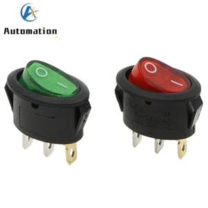 1Pcs KCD1 25*16.5mm 미니 라운드 보트 로커 스위치 2/3 핀 SPST ON-OFF 6A/250VAC 전원 버튼 (빛 포함)