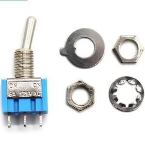 10Pcs 라이트 블루 소형 토글 스위치 MTS-102/103/202/203 3 핀 6 로커 전원 ON-OFF-ON / 방수 캡