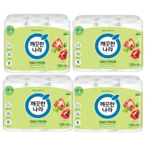 깨끗한나라 데일리키친타올130매x6롤x4팩/ 그린패키지 녹색인증