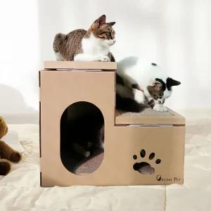 크림펫 소형캣타워 계단형 고양이 숨숨집 스크래쳐