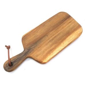 아카시아 천연 원목 나무 우드 도마 플레이팅 손잡이 서빙 보드 (중)