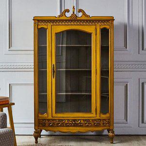 [버지니아]비발디 1도어 유리장식장 진열장 그릇장 엔틱옐로우