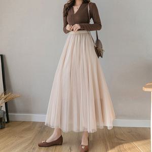 빅사이즈 볼륨 여신 발레 2중 레이스 하객패션 튜튜 로맨틱 망사 롱 샤스커트