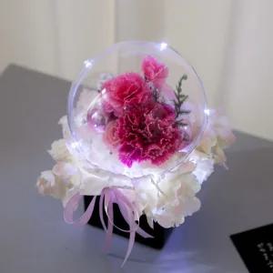 카네이션 조화 화분 LED 오로라벌룬set 24cm 꽃 어버이날 스승의날 테이블 장식 감사 선물 행사 소품