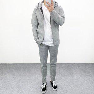 [엠클로] 남자 네오프렌 옆지퍼 트레이닝복 후드집업 밴딩조거팬츠 3종세트