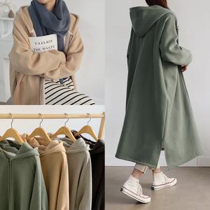하늘바라기_여성용 양기모 루즈핏 롱 후드 집업