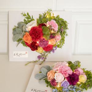 카네이션 조화 액자 오홀리캔버스set 24cm 2컬러 꽃 어버이날 스승의날 벽 장식 벽걸이 감사 선물 행사