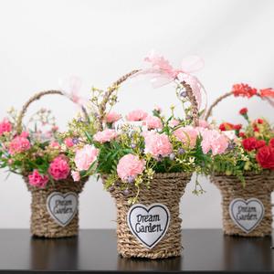 카네이션 조화 바구니 상큼한set 30cm 3컬러 꽃 어버이날 스승의날 테이블 장식 감사 선물 행사 소품
