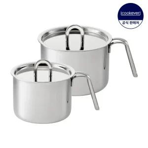 쿡에버 라이트 인덕션 통3중 스텐 멀티팟 2종 세트 (14+16)