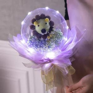 인형 꽃다발 LED 애니멀벌룬 30cm 2타입 인테리어 꽃 장식 선물 기념일 졸업식 입학식 학예회 재롱잔치