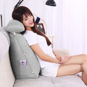 삼각등받이쿠션 그레이/집순이 침대 의자 허리 쇼파