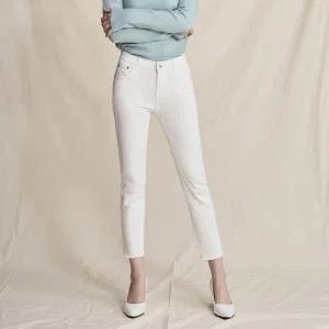 [진마니아]소프트 화이트 밑단 수술 일자진 여성 청바지 바지