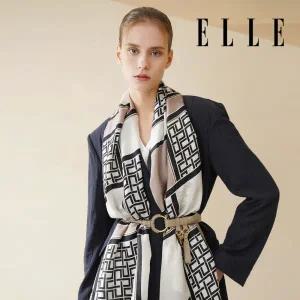 [롯데백화점]엘르 모던블럭 실크 롱 스카프 SE249S306