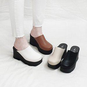 [디아]노나 국산 키높이 통굽 민자 사무실 웨지 슬리퍼 9cm