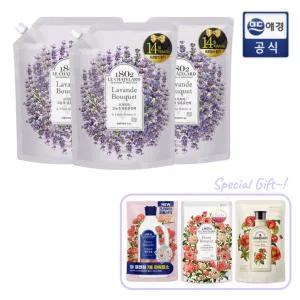 [르샤트라1802]르샤트라 섬유유연제 라벤더 1.6L 리필 x 3개 + 생화향기 3종 증정