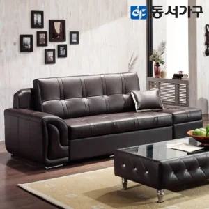 [동서가구]모던J3 OLI 3인용 가죽소파+스툴 DF621522