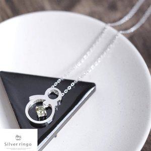 [실버링고]실버925 8월탄생석 눈사람모양목걸이 페리도트스노우맨N