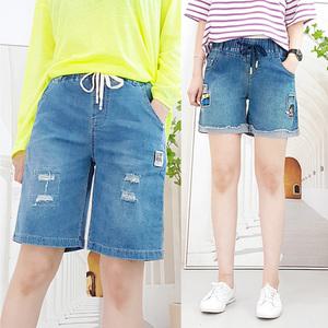 [103st] 찢청 캐릭터 자수 스판 밴딩 청반바지 3종 택1/여성 4부 5부 6부 데님 반바지 여름 핫팬츠