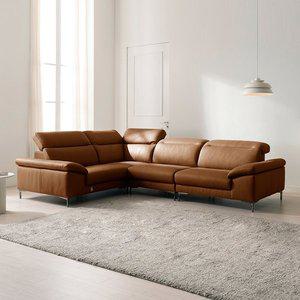 [다우닝]아지오 5인 코너 헤드레스트 전체 천연가죽 소파+스툴