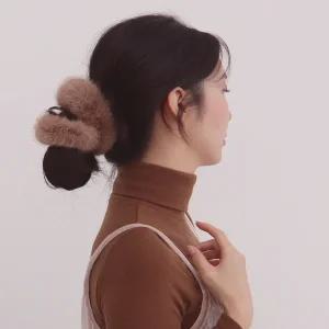 [더노블][5colors] 빅사이즈 밍크 곱창밴드 헤어끈 스크런치 몽글 페이크퍼 슈슈 곱창끈