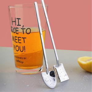 삽 모양 스텐 롱 티스푼 18cm 디저트 커피 음료 홈카페 잼 감성 디자인 케? 요거트 긴 깊이