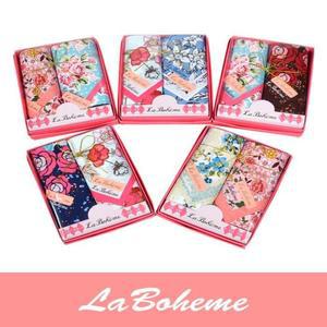 [M7] 여자 선물용 2매입 패턴 꽃무늬 귀여운 손수건