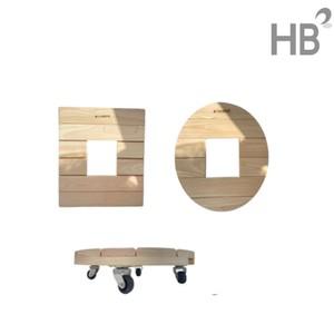 EV 편백나무 이동식 화분받침대 사각 원형 원목 바퀴달린 물받이 인테리어 받침대