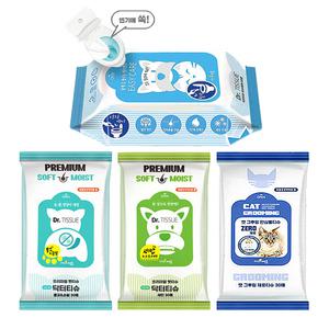 닥터티슈 도톰한 강아지 고양이전용 물티슈 세안 눈꼽 눈물 귀청소 산책 외출 배변 티슈z