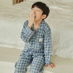 [신세계몰]찌니야 컨트리체크 남아 주니어잠옷 긴팔상하세트