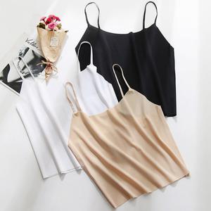 부드러운 여성 아이스 실크 끈나시 봉제선없는 얇은 심리스 원단 나시