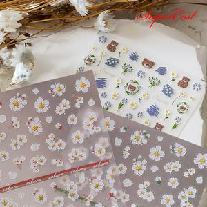 네일아트 데이지등 화사한 봄꽃 도톰 엠보 스티커 4종