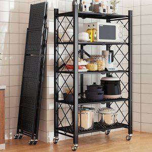 [기타]접이식 원터치 철제 선반 5단 폴딩 이동식 펜트리 베란다 다용도 수납장 틈새 선반 진열대